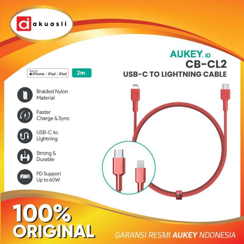 Jual Kabel data AUKEY CB CL2 Braided Nylon Mfi USB-C