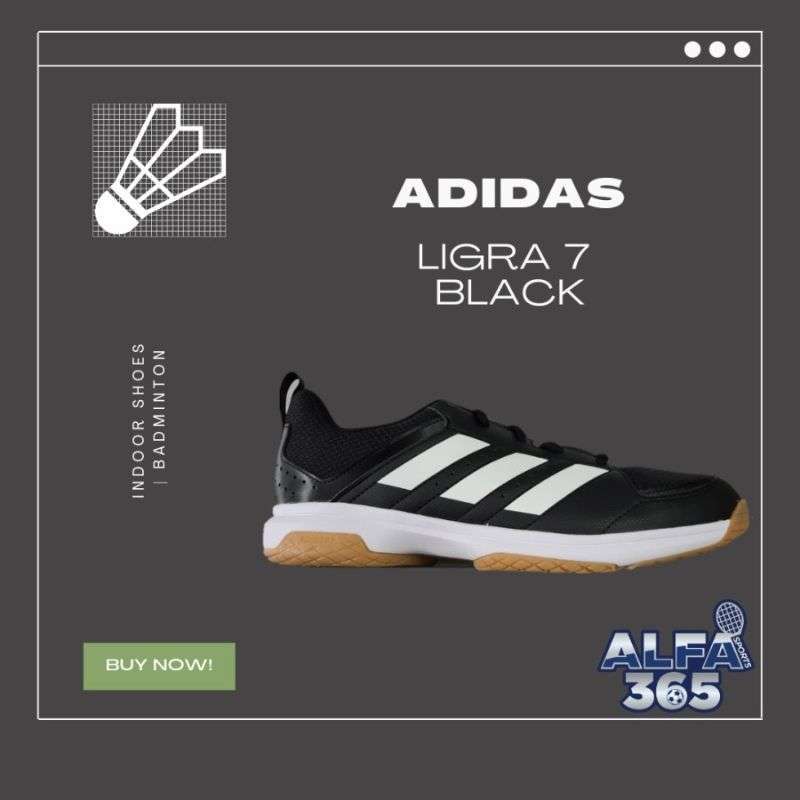 Jual Sepatu Badminton Adidas Ligra 7 Black Indoor / Bulu Tangkis