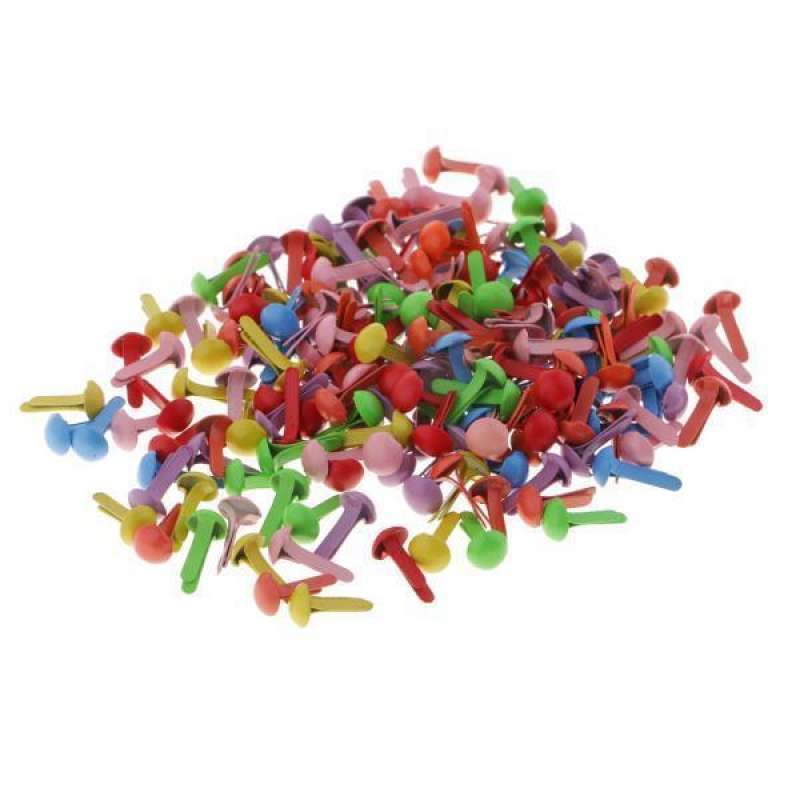 Jual 4x200 Pieces Metal Round Head Brads Paper Craft Scrapbook