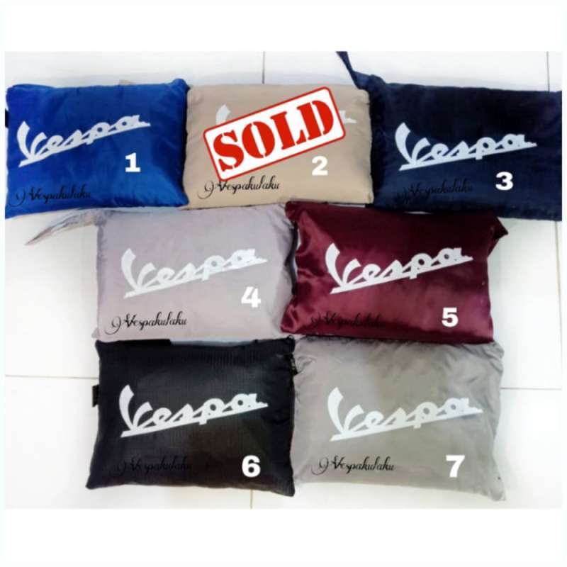 Jual Sarung / Cover Motor Vespa, Sablon Tulisan Vespa, Karet Dibagian