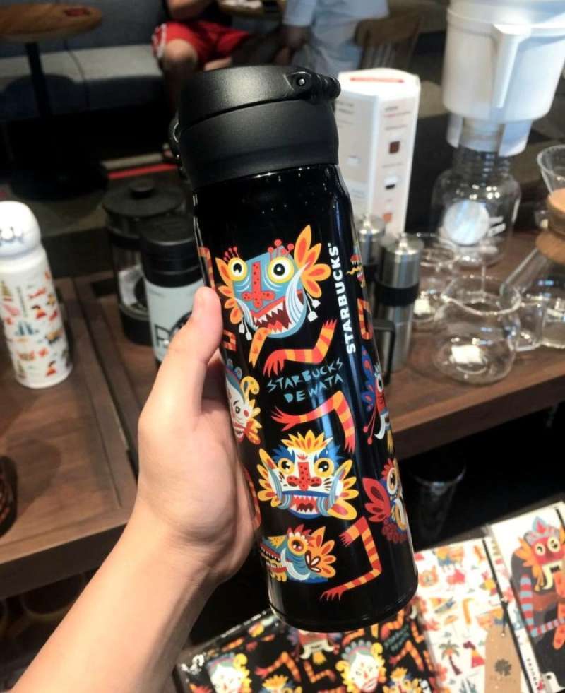 Jual Tumbler Starbucks Thermos Dewata Bali Barong Black Basic di Seller