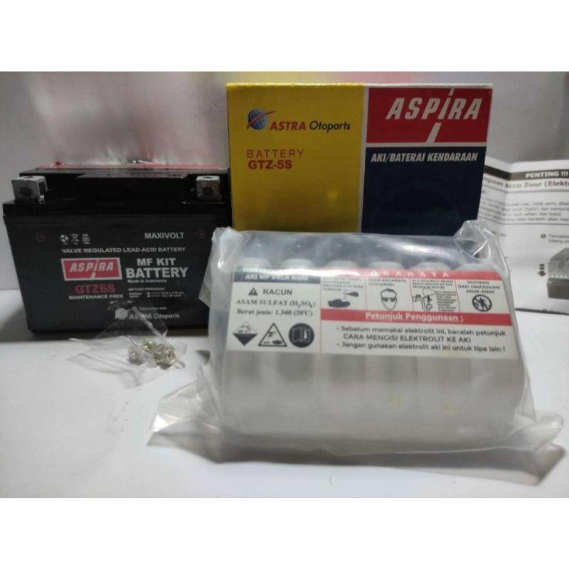 Jual Aki ASPIRA GTZ5S MF(3.5 Ah) AKI MOTOR BEAT, MIO, SCOOPY,VIXION
