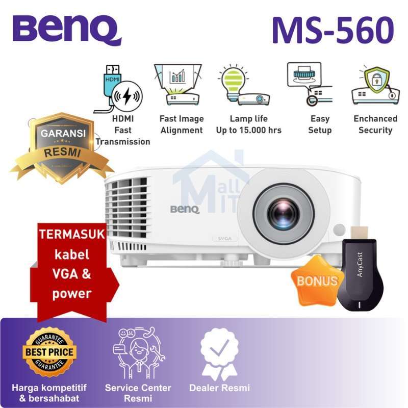 Jual PROYEKTOR BENQ MS560 BENQ MS-560 MS 560 4.000 LUMENS GARANSI RESMI ...