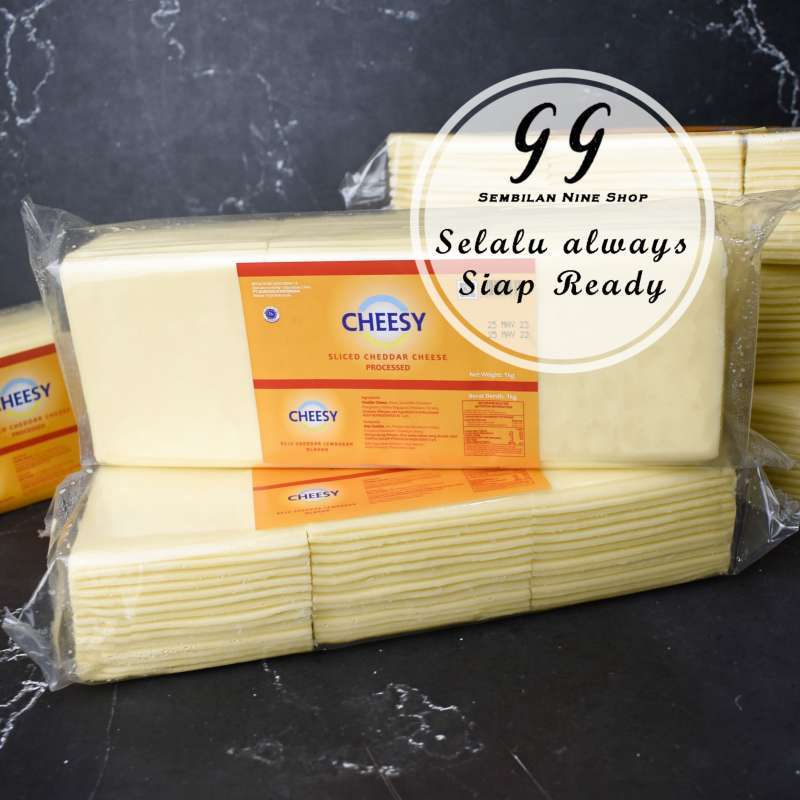 Jual Cheesy Slice WHITE Cheddar Cheese 1 KG PALE Keju Lembar Putih