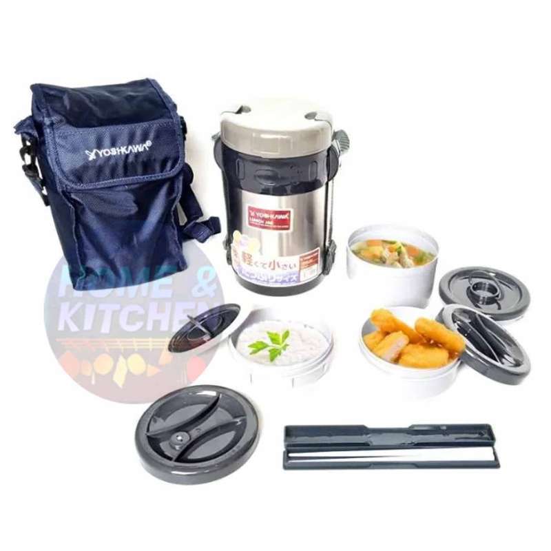 Jual Lunch Box Stainless Steel Yoshikawa Minowa Set 2 Liter Tahan Panas