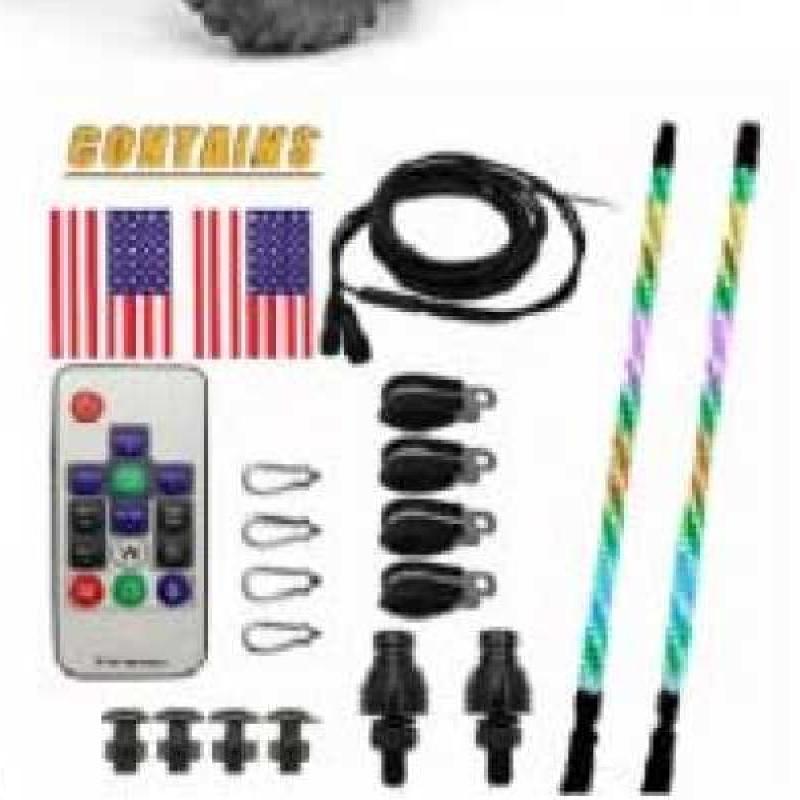 thumbnail interactive-video image 1 of OHMU 2-Pack 3FT LED Whip Lights With Bluetooth - 300 Colors Spring Base For Offroad Vehicles 1 of 2