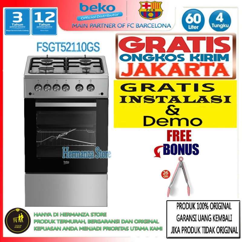 Jual Freestanding Gas Cooker Kompor Oven Beko FSGT52110GS (Free Ongkir