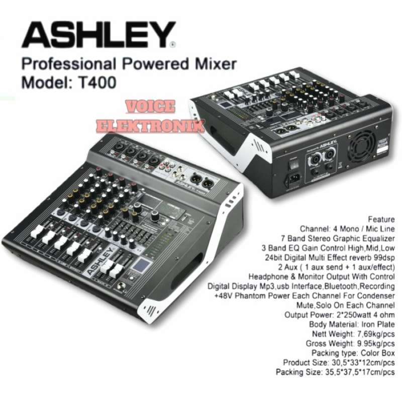 Jual Power Mixer Ashley T400 Original 4 Channel New Model Bluetooth di