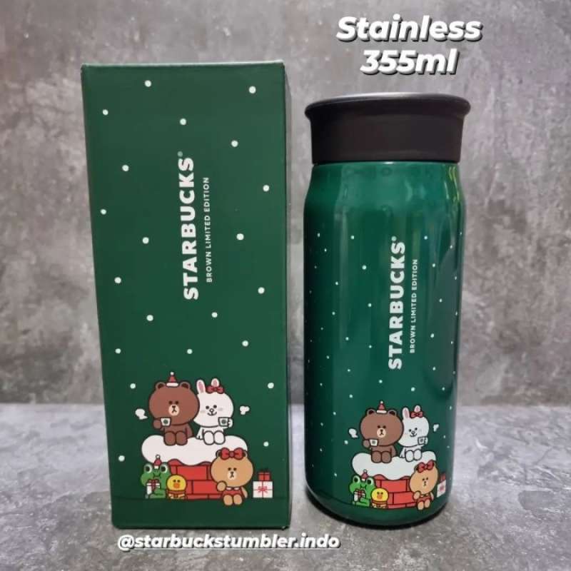 Jual Starbucks X Line Friends Green Waterbottle Stainless Tumbler Brown