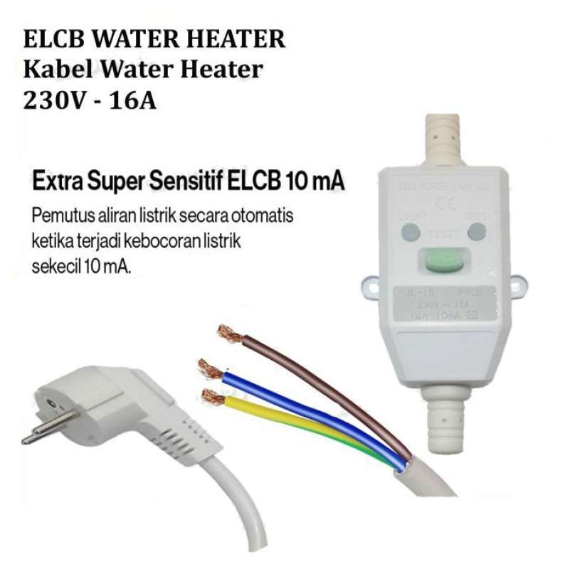Jual Kabel ELCB Water Heater 16A Pemutus Arus Listrik Otomatis di