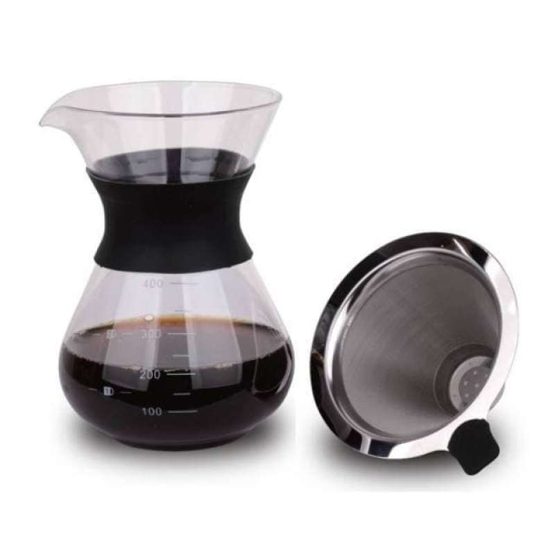 Jual COFFEE SERVER 400ML V60 METAL FILTER DRIPPER LATINA SANDGLASS