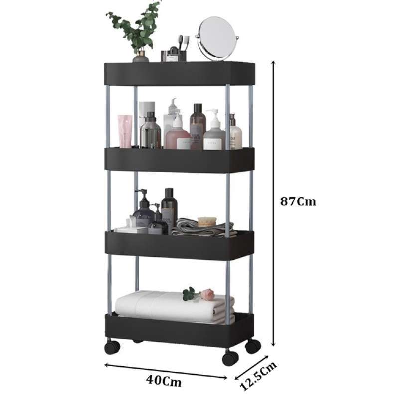 Jual Rak Susun Roda 4 Susun Kokoh Aesthetic Putih - Hitam Di Seller ...