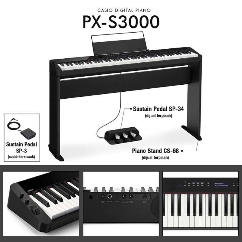 Promo CASIO PRIVIA PXS3000BKC2 Digital Piano Black Diskon 20 di