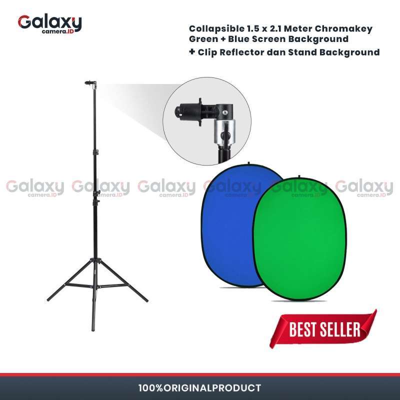 Jual Green & Blue Screen + Clip Background + Light Stand di Seller