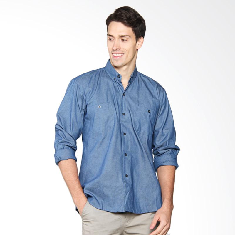 Jual Oberoi TSP Blue Starlord Denim Ls Shirt Kemeja Pria - Blue Online