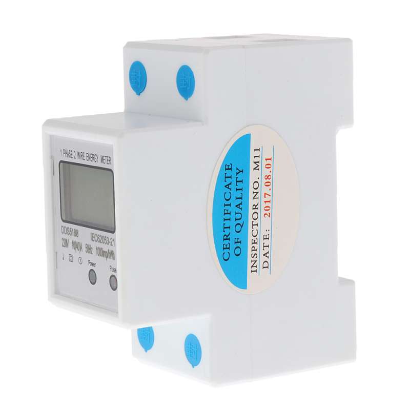 Jual Lcd Din-rail Type Hour Single Phase 2 Wire Energy Meter Ac 220v 10 ...
