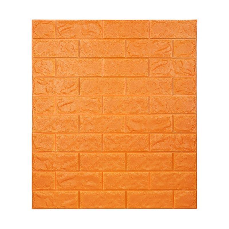 Promo LUXURIOUS 3D Foam Brick Wallpaper Dekorasi Dinding Orange 69 x 