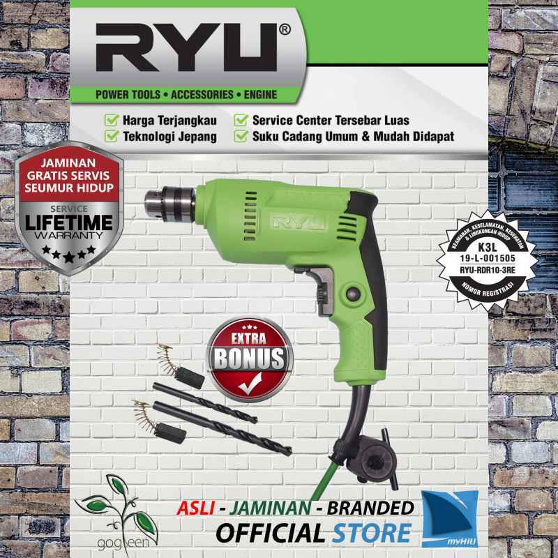 Jual Mesin Bor 10 Mm Bolak Balik + Bonus Mata Bor - Reverseable Hand ...