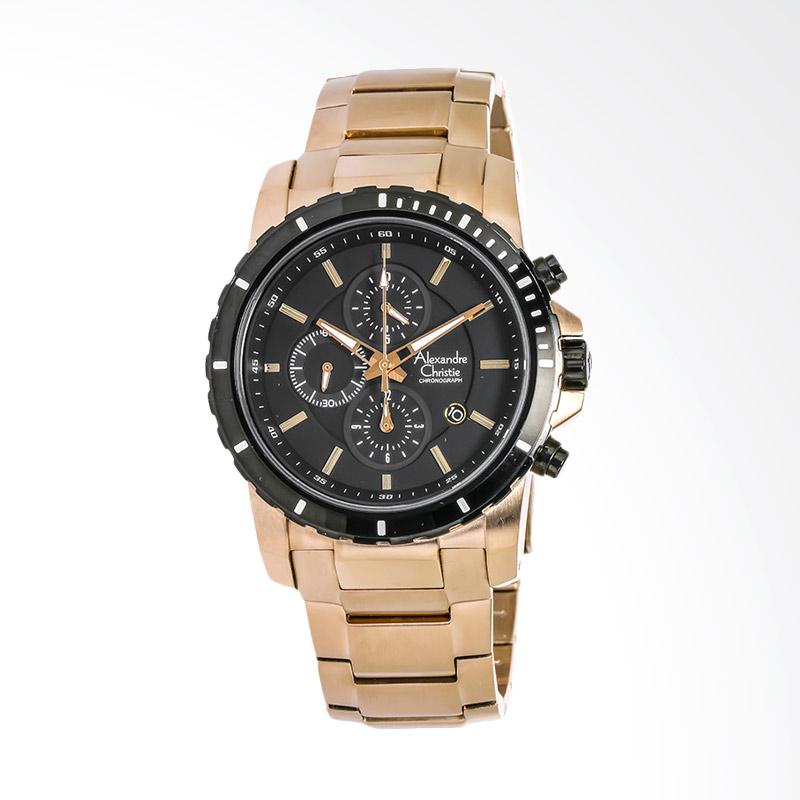 Jual Alexandre Christie Black Dial Rosegold-tone Men 