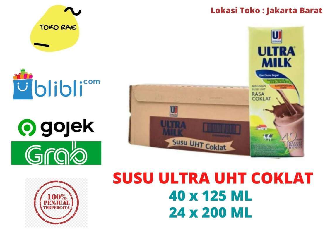 Jual susu ultra 1 dus isi 40 uk. 125ml - UHT rasa coklat di Seller Toko