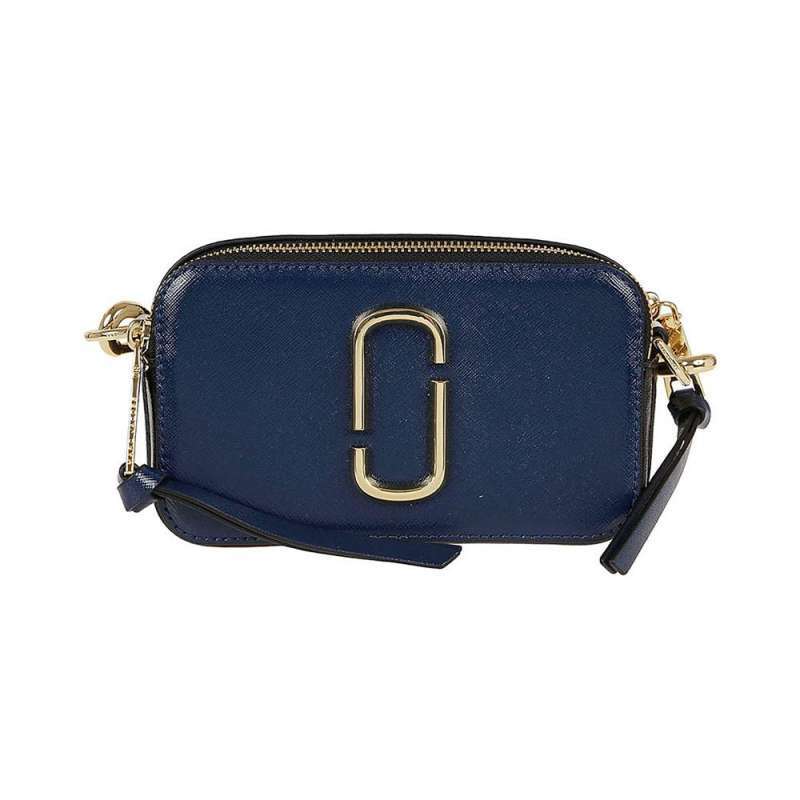 Jual Marc Jacobs The Snapshot Camera Bag Logo Strap New Blue Sea Multi