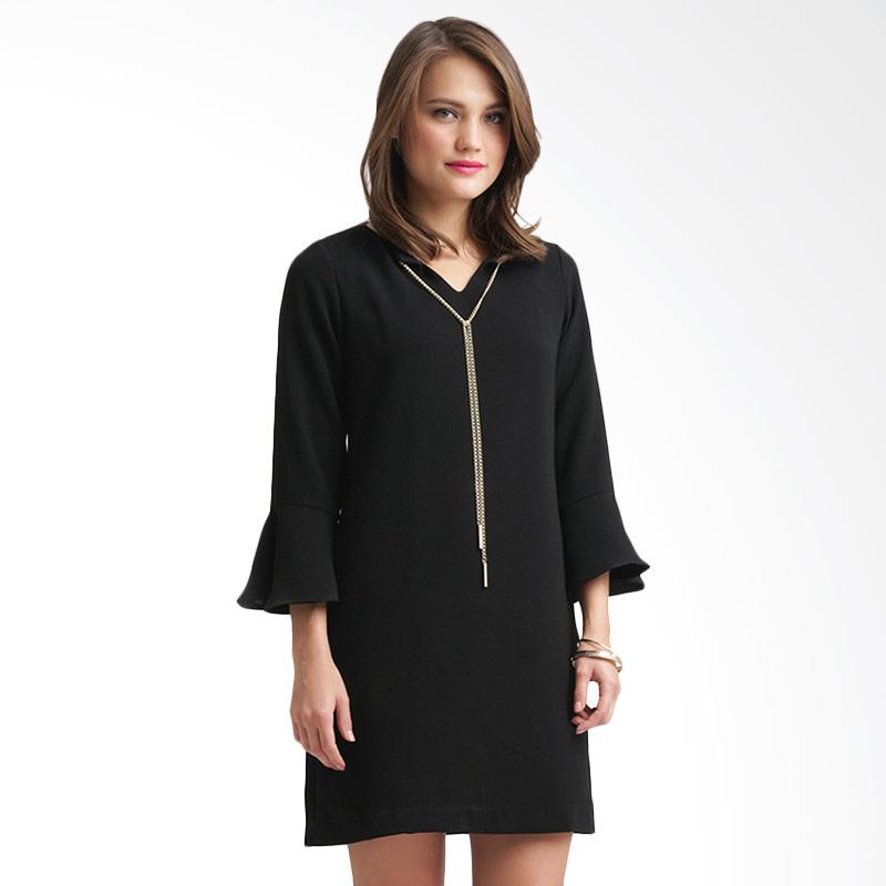Jual Minimal Collar Chain Dress Wanita - Jet Black Terbaru