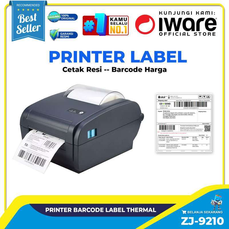 Promo Printer Label Barcode Iware ZJ9210 110mm PRINTER STICKER A6 4