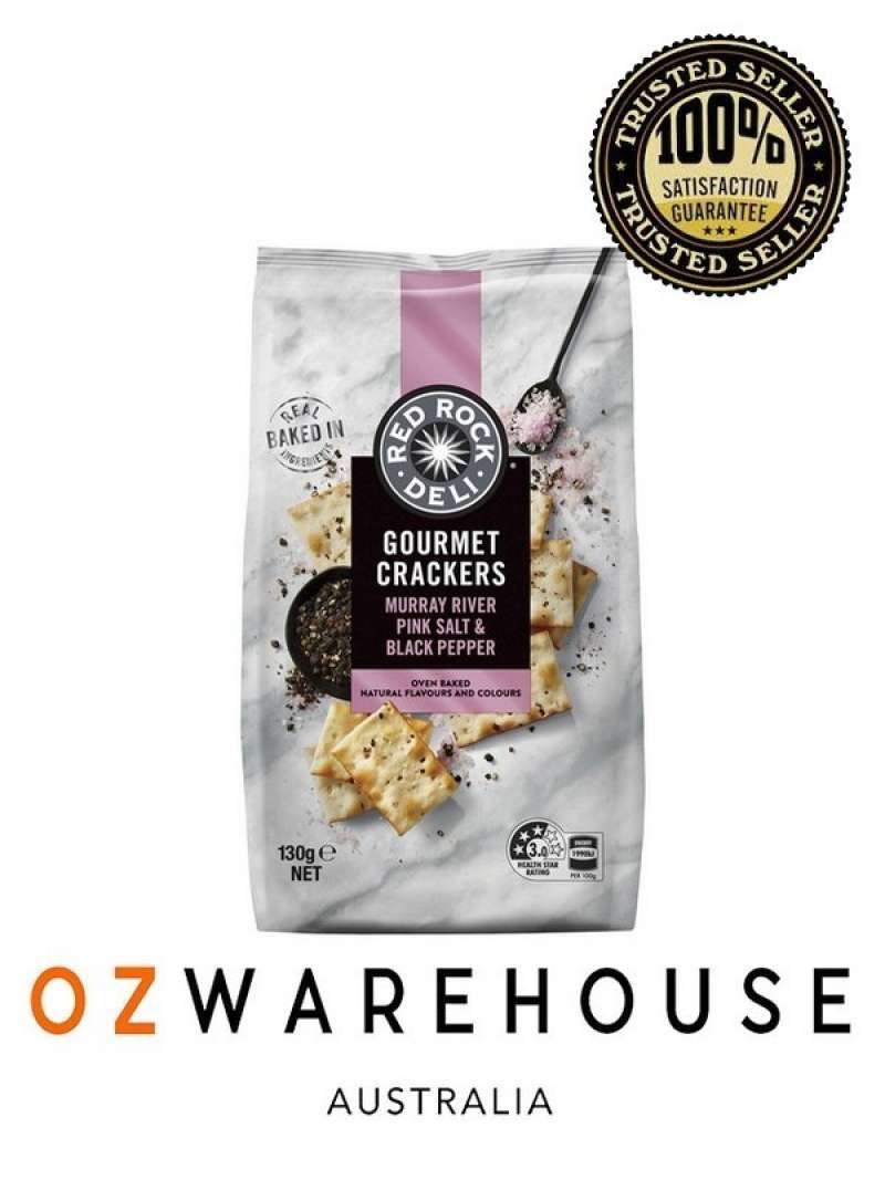 Jual Red Rock Deli Gourmet Crackers Pink Salt & Black Pepper 130g di