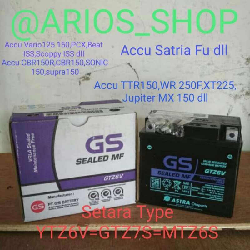 Jual AKI MOTOR HONDA SONIC NEW CBR150R GS ASTRA GTZ6V ORIGINAL (Kode A