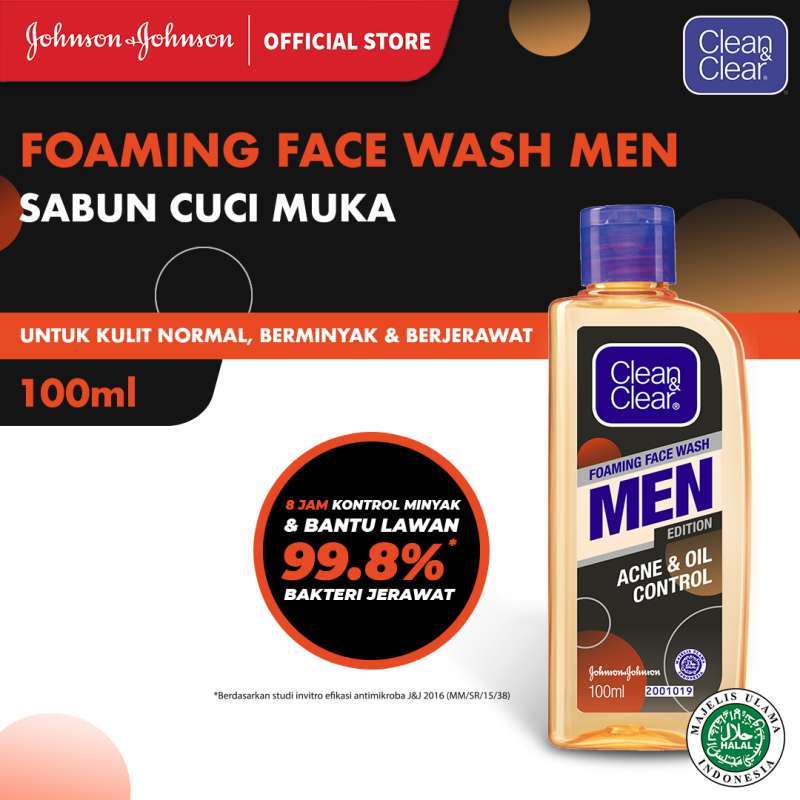 Jual Clean & Clear Foaming Face Wash Men Sabun Cuci Muka 100ml di