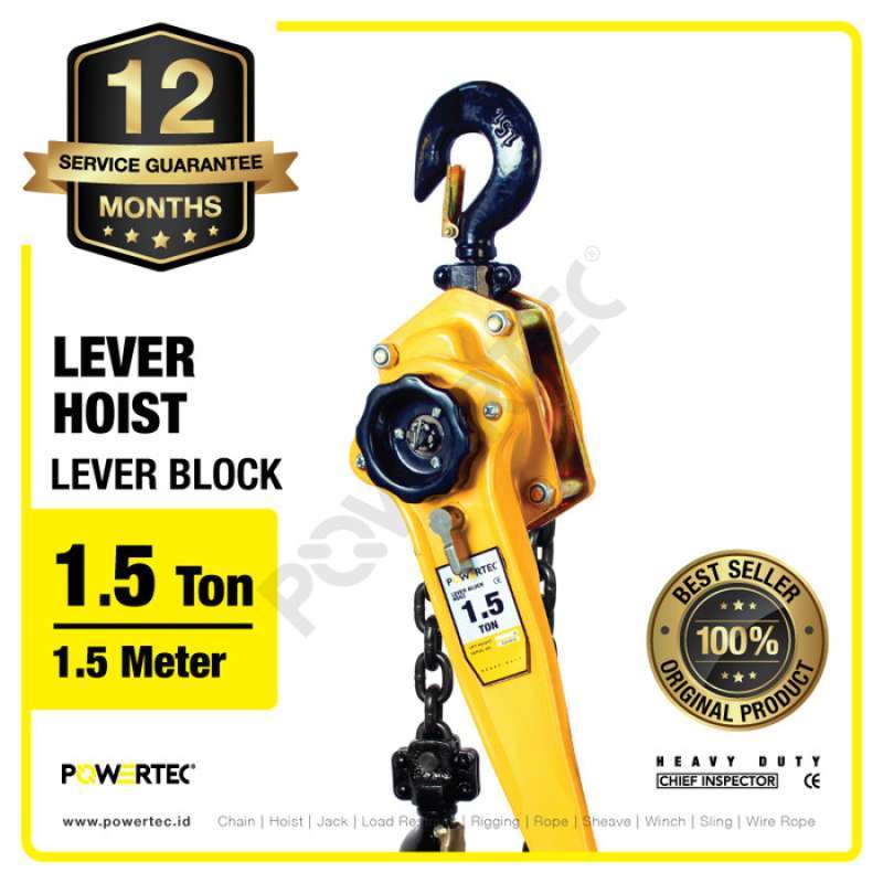 Jual Lever Block Lever Hoist 1.5 Ton x 1.5 Meter POWERTEC di Seller