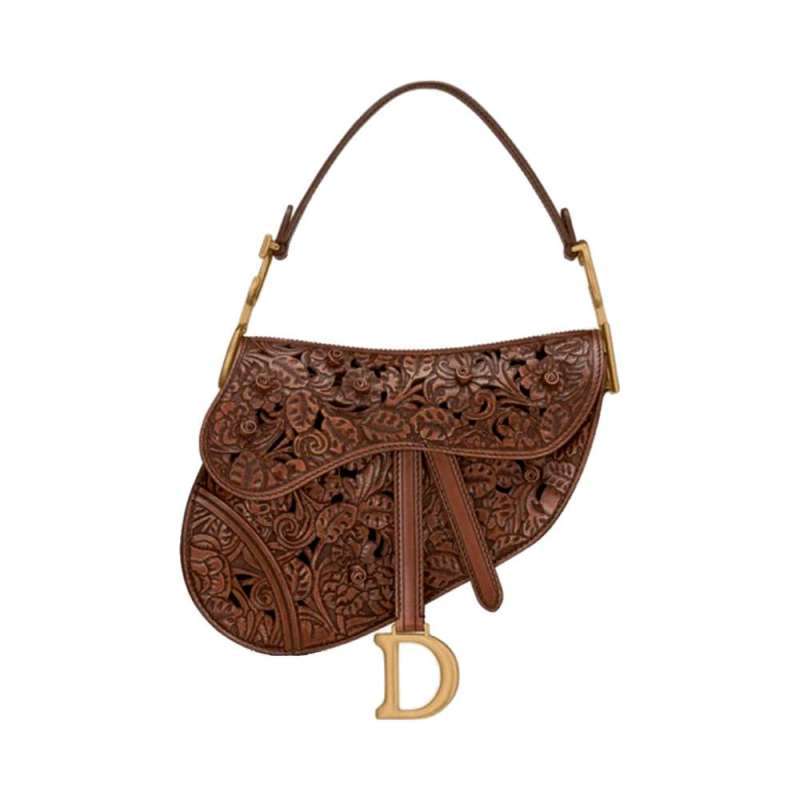 Jual Christian Dior Hand Embossed Saddle Bag Brown di Seller voila.id