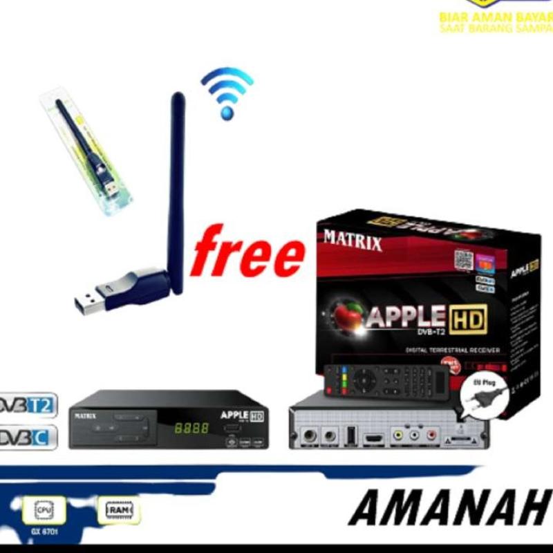 Promo Set Top Box DVBT2 Matrix Apple HD TV Digital DVB T2 Bisa