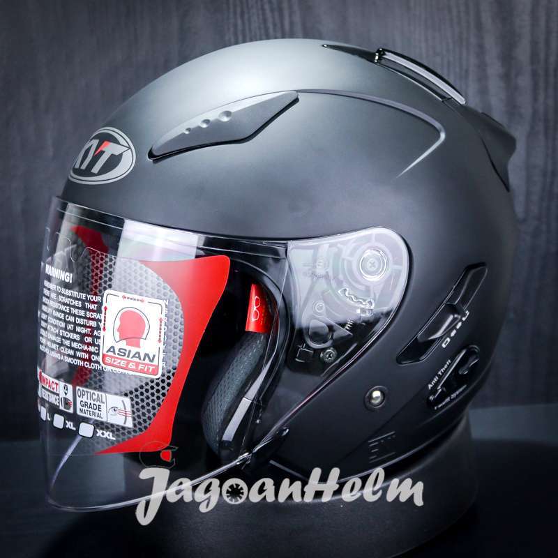 Jual KYT HELM GALAXY SLIDE FLAT R BLACK DOFF SOLID FLAT VISOR di