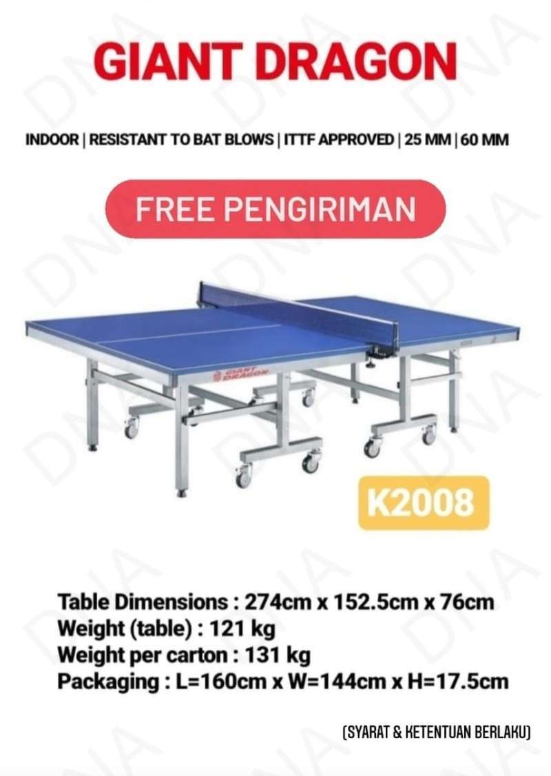 Jual Table Tennis / Tenis Meja Giant Dragon K2008 Indoor Original Di
