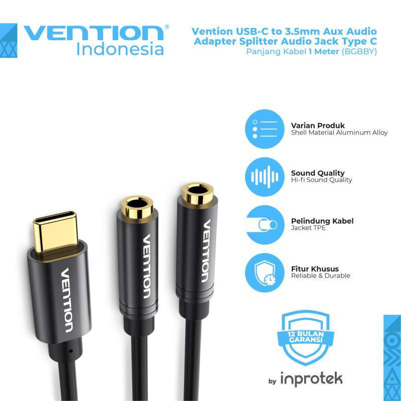 Jual Vention USBC to 3.5mm Aux Audio Adapter Splitter Audio Jack Type
