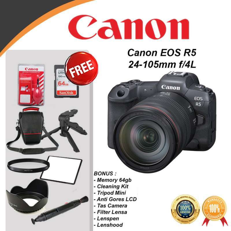 Jual Canon EOS R5 KIT 24-105mm f4L IS USM Mirorrless Camera Digital R 5