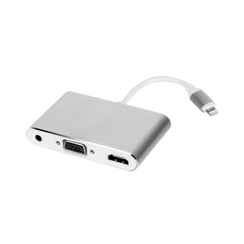 Promo Mediatech Adapter Converter Lightning to HDMI VGA with Port Audio
