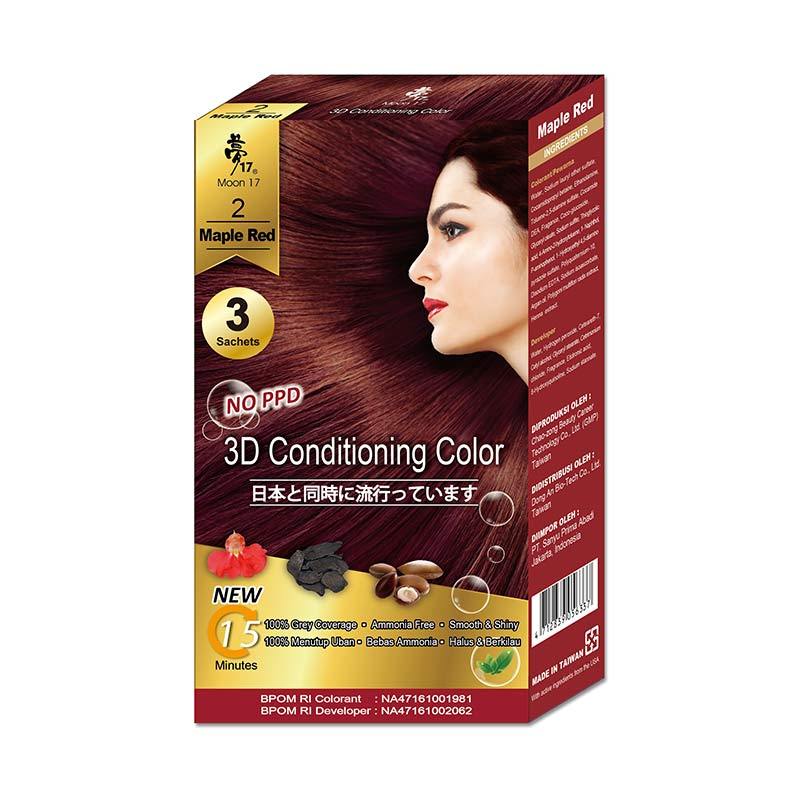 Jual Moon 17 3D Conditioning Color 3's Cat Rambut Maple Red Color di