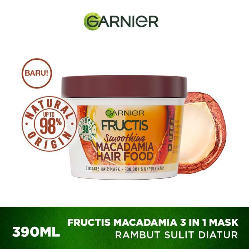 Garnier Fructis Hair Food Macadamia Maske – 390 Ml Pflege Für Trockenes, Widerspenstiges Haar