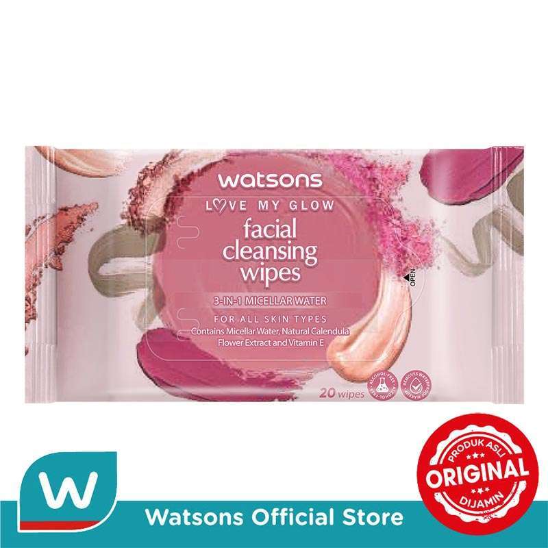 Promo WATSONS Facial Cleansing Wipes 3in1 Micellar Water 20s Diskon