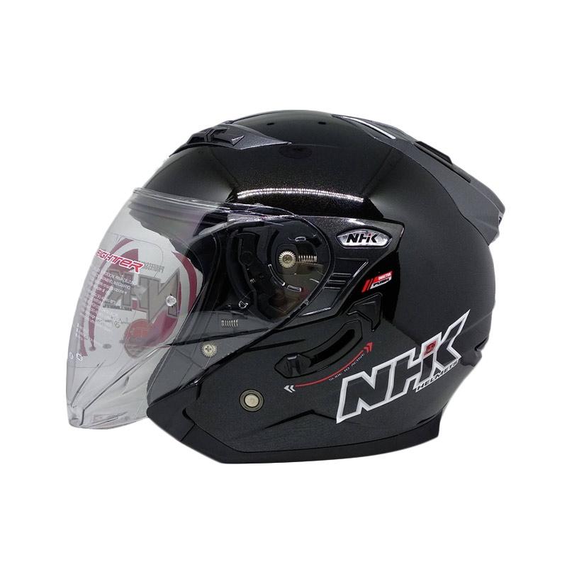 Jual NHK GT Avenger Solid Double Visor Helm Half Face L Black Glossy di Seller AFRA SHOP