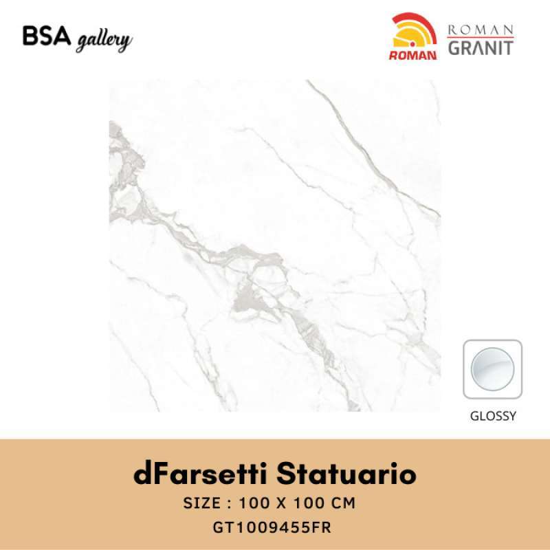 Jual GRANIT ROMAN dFARSETTI STATUARIO 100x100cm / GRANITE TILE GLOSSY