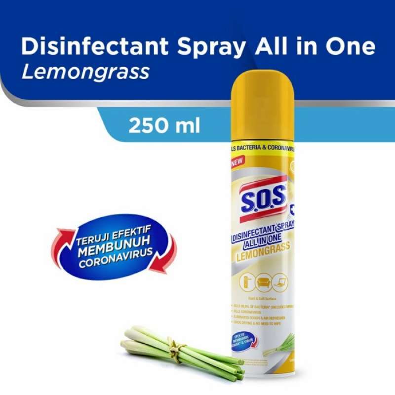 Jual SOS disinfektan Spray all in one Lemon grass 250 ml - Multicolor ...