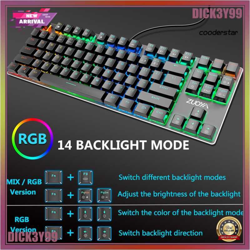 Jual Zuoya X51 Mechanical Keyboard 87 Keys Rgb Backlight English Di ...