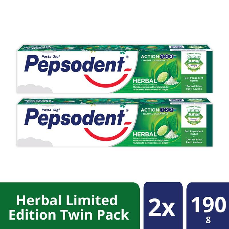 Jual Makassar PEPSODENT Action 123 Herbal Limited Edition Toothpaste [190 g/ Twinpack] di