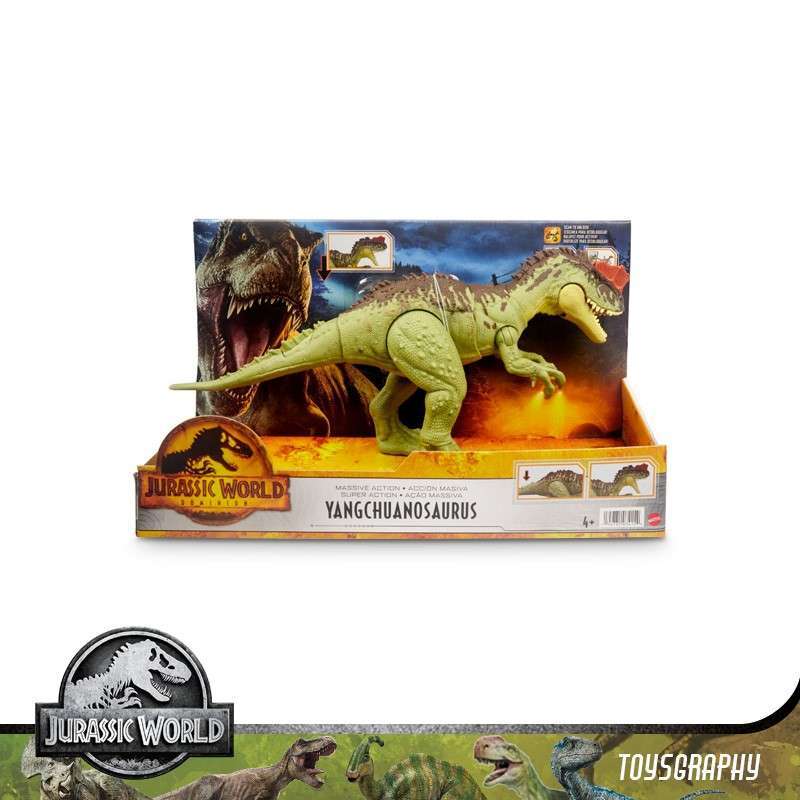Mattel Jurassic World Dominion Massive Action Dinosaur Figure, Yangchuanosaurus Dino Toy with Attack Motion, Plus Downloadable App & AR
