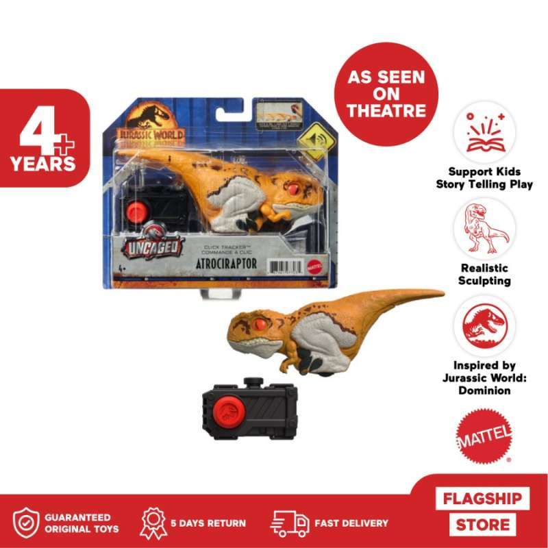Jual Jurassic World Uncaged Click Tracker Atrociraptor Light Orange di ...