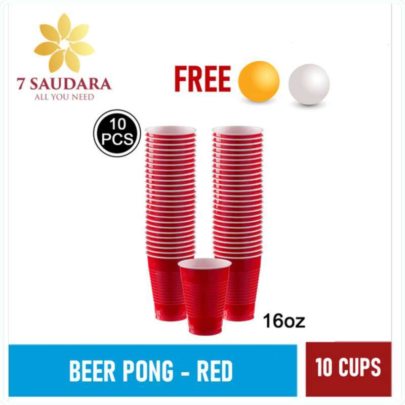 Jual Beer Pong Set Drinking Game Cups 10 Cups Gelas Plastik Kode 311 Red di Seller
