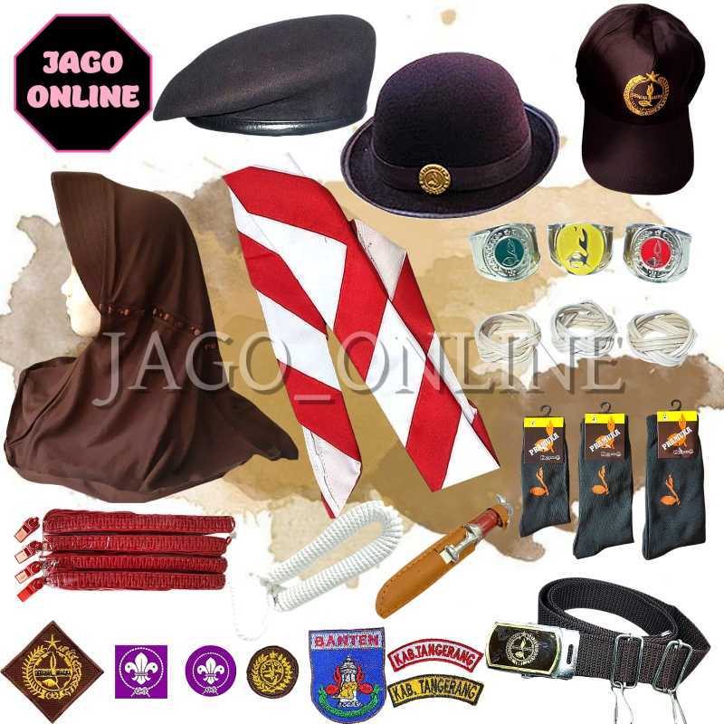 Promo Perlengkapan Peralatan Atibut Pramuka Topi Baret Lengkap Pria
